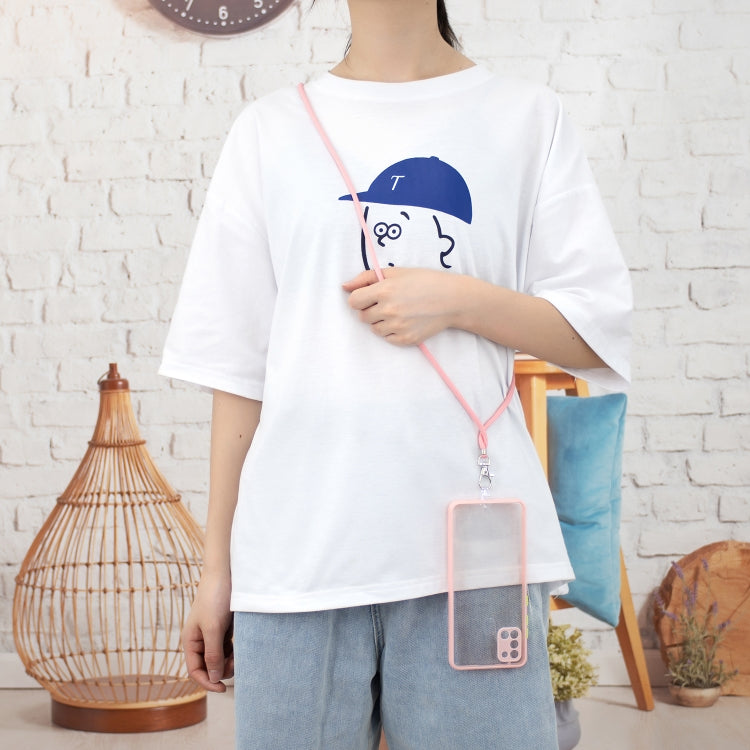 For Samsung Galaxy A21s Transparent PC+TPU Phone Case with Contrast Color Button & Neck Lanyard