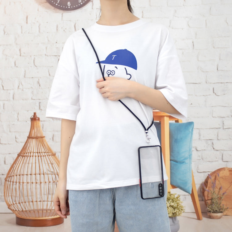 For Samsung Galaxy A20s Transparent PC+TPU Phone Case with Contrast Color Button & Neck Lanyard