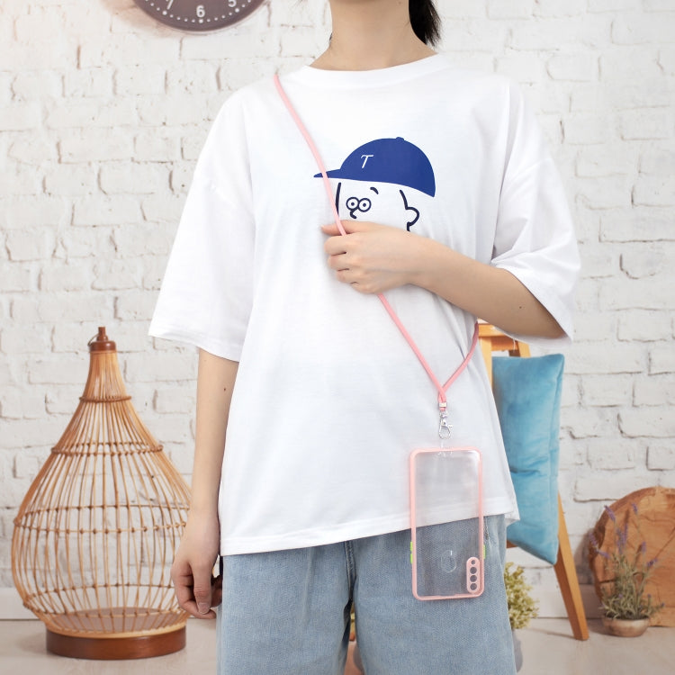 For Samsung Galaxy A20s Transparent PC+TPU Phone Case with Contrast Color Button & Neck Lanyard