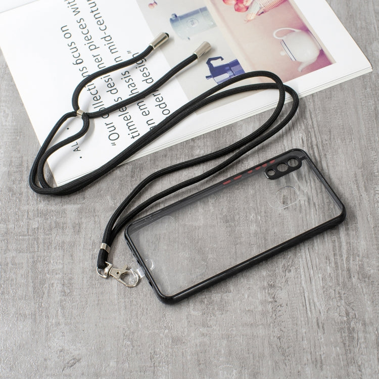 For Samsung Galaxy A20/A30 Transparent PC+TPU Phone Case with Contrast Color Button & Neck Lanyard