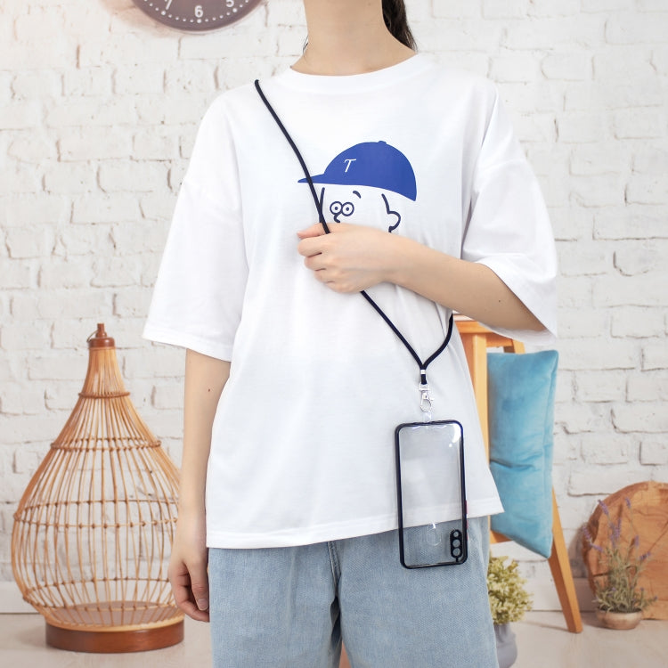 For Samsung Galaxy A20/A30 Transparent PC+TPU Phone Case with Contrast Color Button & Neck Lanyard