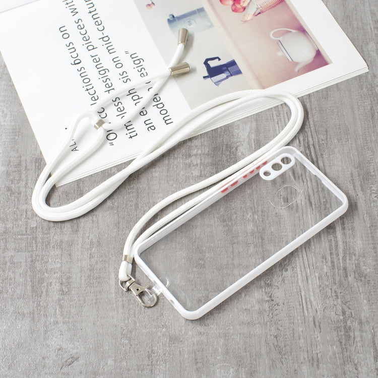 For Samsung Galaxy A20/A30 Transparent PC+TPU Phone Case with Contrast Color Button & Neck Lanyard