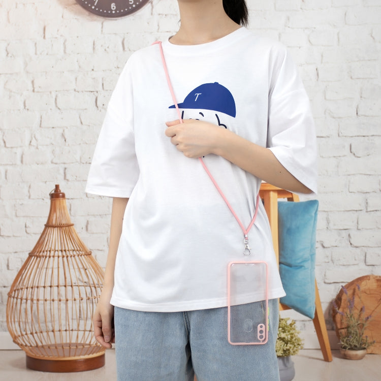 For Samsung Galaxy A20/A30 Transparent PC+TPU Phone Case with Contrast Color Button & Neck Lanyard