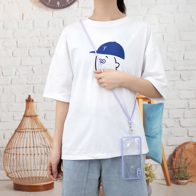 For Samsung Galaxy A20/A30 Transparent PC+TPU Phone Case with Contrast Color Button & Neck Lanyard