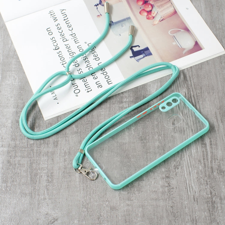 For Samsung Galaxy A20/A30 Transparent PC+TPU Phone Case with Contrast Color Button & Neck Lanyard
