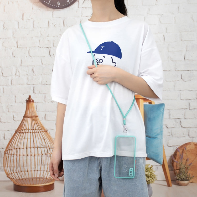 For Samsung Galaxy A20/A30 Transparent PC+TPU Phone Case with Contrast Color Button & Neck Lanyard