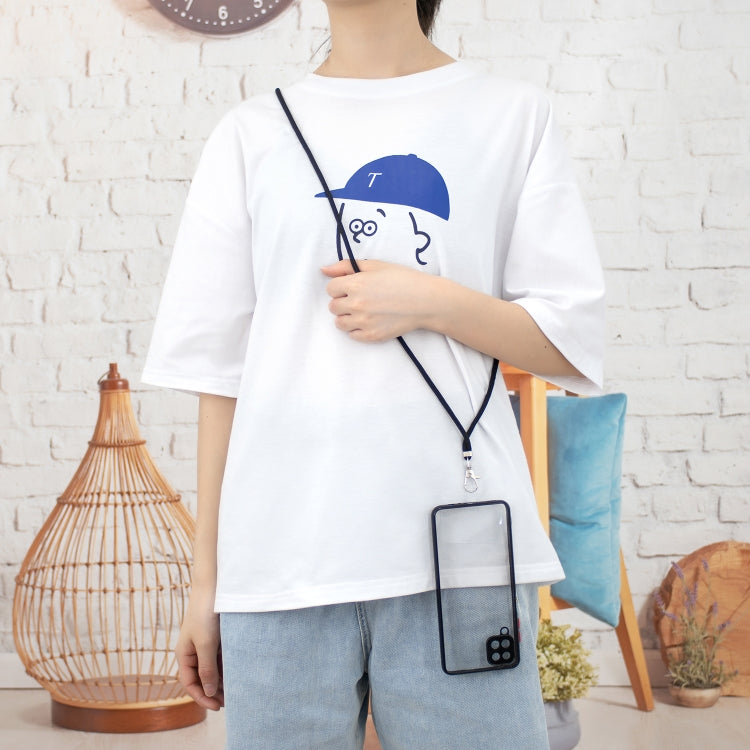 For Samsung Galaxy A12 5G Transparent PC+TPU Phone Case with Contrast Color Button & Neck Lanyard