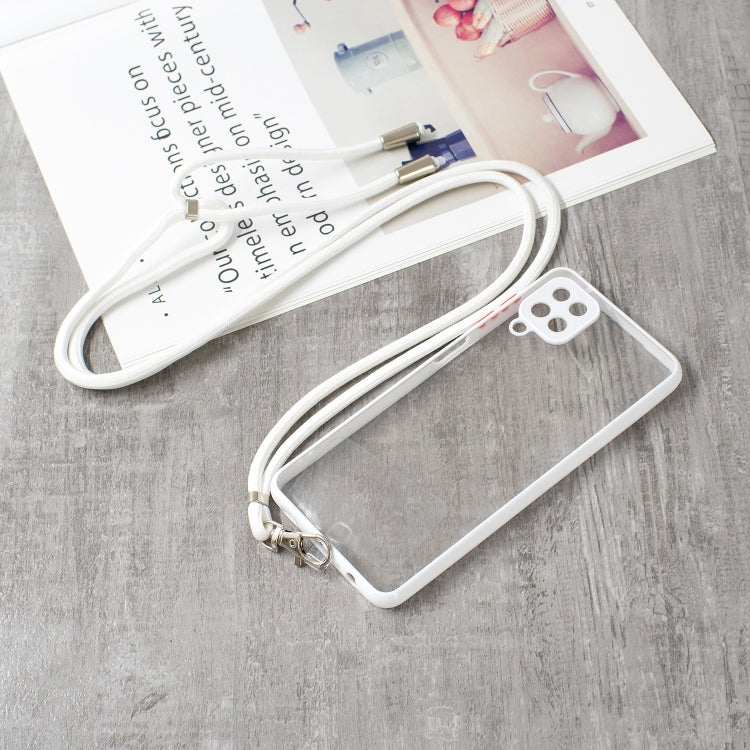For Samsung Galaxy A12 5G Transparent PC+TPU Phone Case with Contrast Color Button & Neck Lanyard