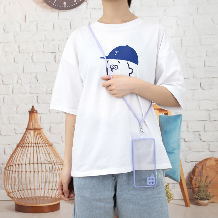 For Samsung Galaxy A12 5G Transparent PC+TPU Phone Case with Contrast Color Button & Neck Lanyard