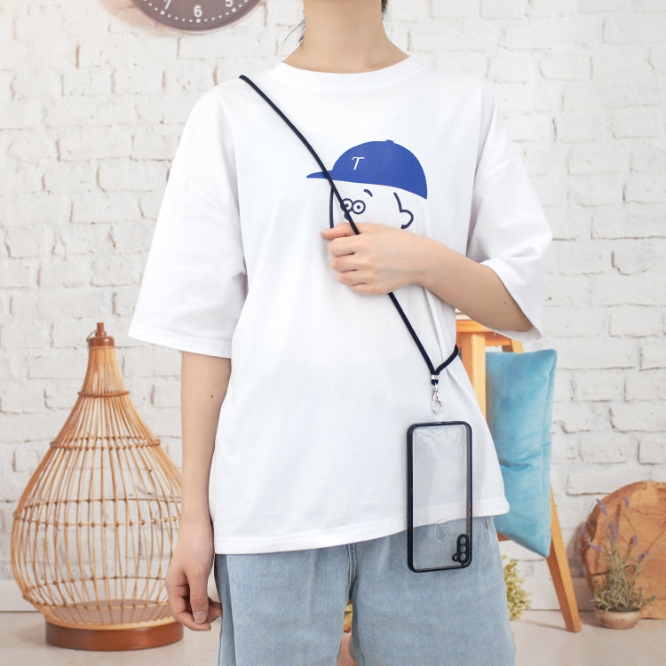 For Samsung Galaxy A11 Transparent PC+TPU Phone Case with Contrast Color Button & Neck Lanyard