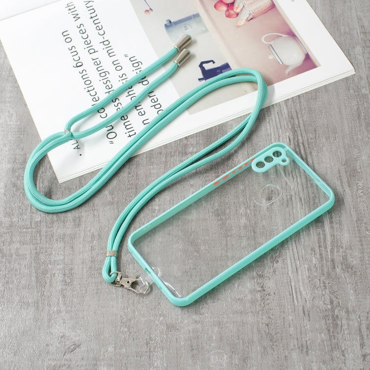 For Samsung Galaxy A11 Transparent PC+TPU Phone Case with Contrast Color Button & Neck Lanyard