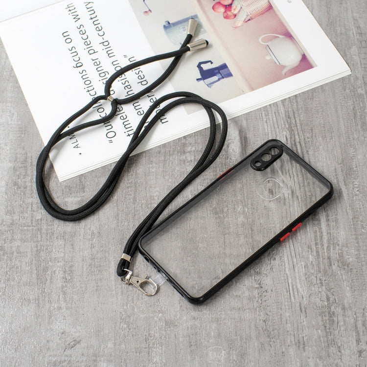 For Samsung Galaxy A10s Transparent PC+TPU Phone Case with Contrast Color Button & Neck Lanyard