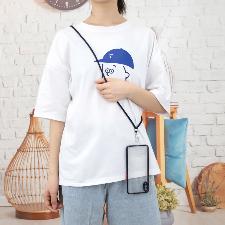 For Samsung Galaxy A10s Transparent PC+TPU Phone Case with Contrast Color Button & Neck Lanyard