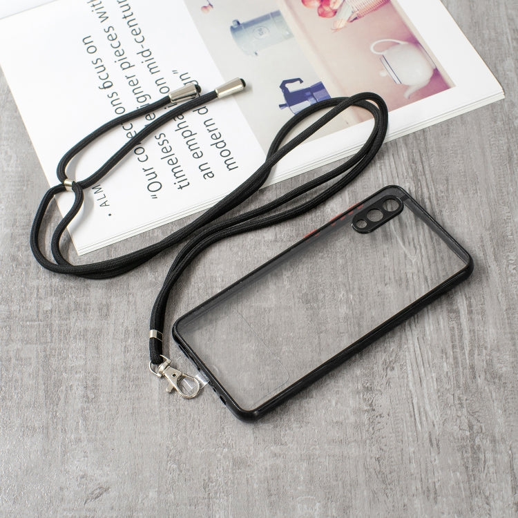 For Samsung Galaxy A02 Transparent PC+TPU Phone Case with Contrast Color Button & Neck Lanyard