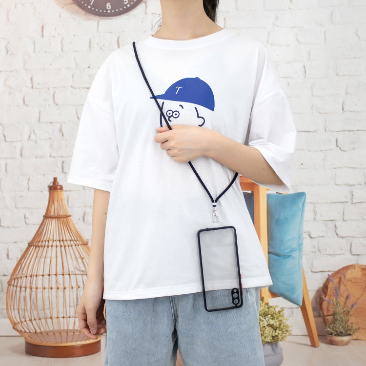 For Samsung Galaxy A02 Transparent PC+TPU Phone Case with Contrast Color Button & Neck Lanyard