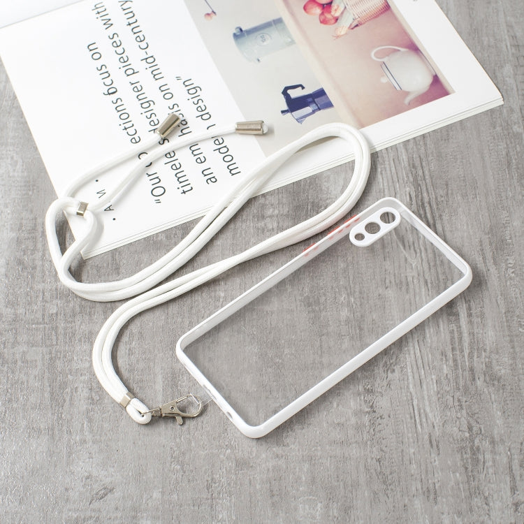 For Samsung Galaxy A02 Transparent PC+TPU Phone Case with Contrast Color Button & Neck Lanyard