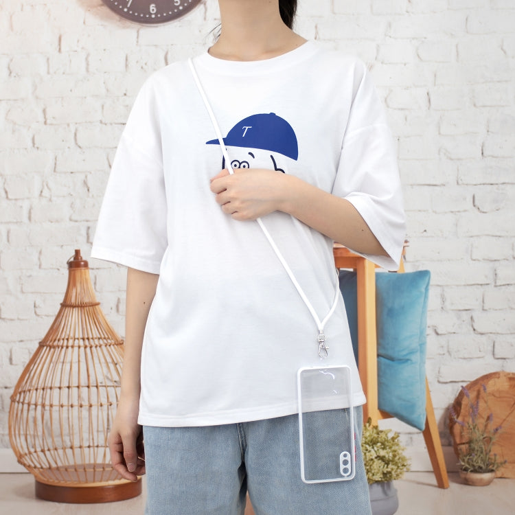 For Samsung Galaxy A02 Transparent PC+TPU Phone Case with Contrast Color Button & Neck Lanyard
