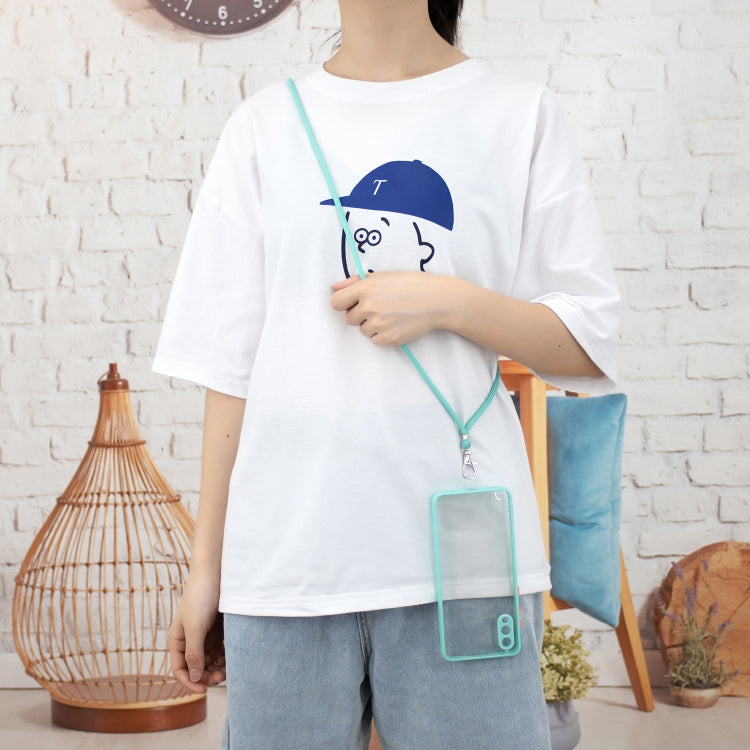 For Samsung Galaxy A02 Transparent PC+TPU Phone Case with Contrast Color Button & Neck Lanyard