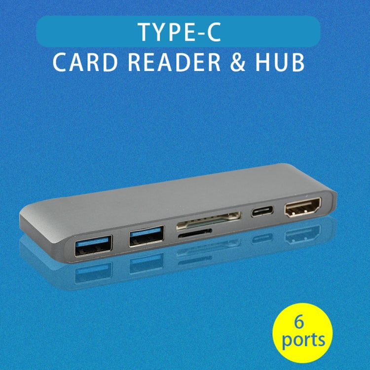 WS-15 6 in 1 Type-C to HDMI + USB 3.0 x 2 + SD + TF + PD HUB Converter