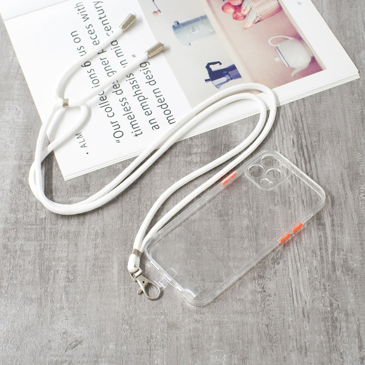For iPhone 12 Pro Transparent PC+TPU Phone Case with Contrast Color Button & Neck Lanyard