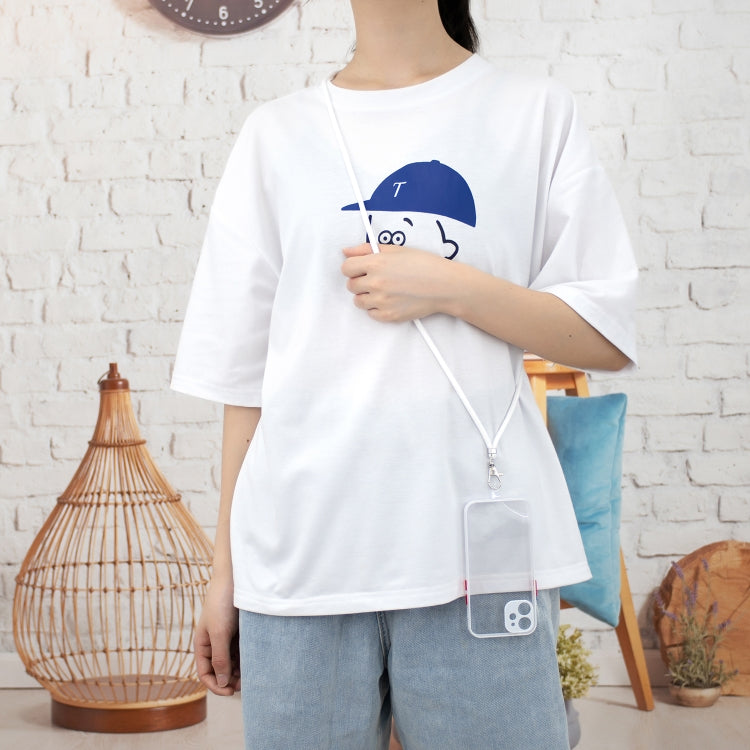 For iPhone 12 mini Transparent PC+TPU Phone Case with Contrast Color Button & Neck Lanyard