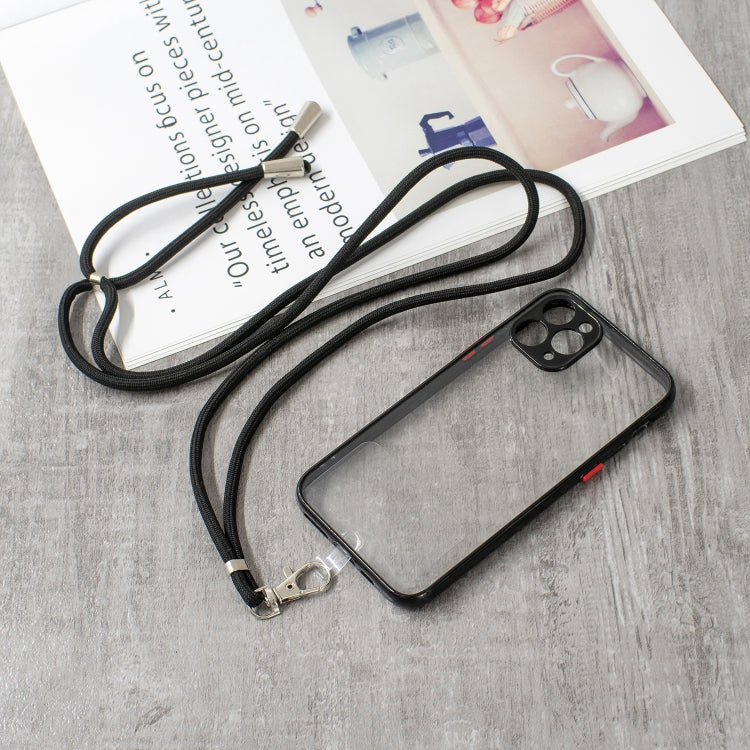 For iPhone 11 Pro Transparent PC+TPU Phone Case with Contrast Color Button & Neck Lanyard