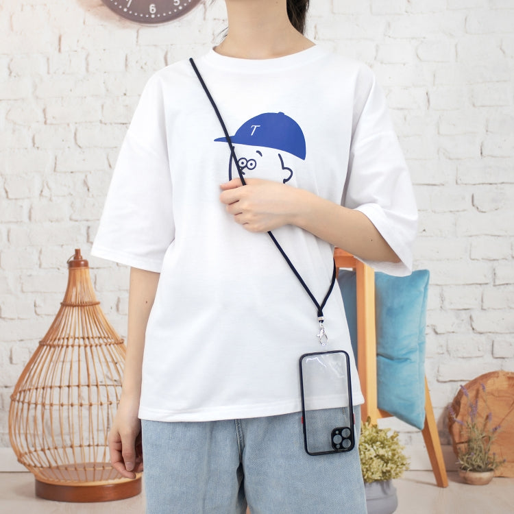 For iPhone 11 Pro Transparent PC+TPU Phone Case with Contrast Color Button & Neck Lanyard