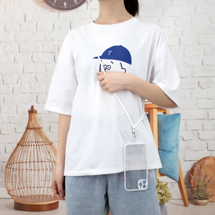 For iPhone 11 Pro Transparent PC+TPU Phone Case with Contrast Color Button & Neck Lanyard
