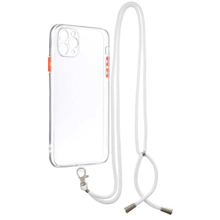 For iPhone 11 Pro Transparent PC+TPU Phone Case with Contrast Color Button & Neck Lanyard