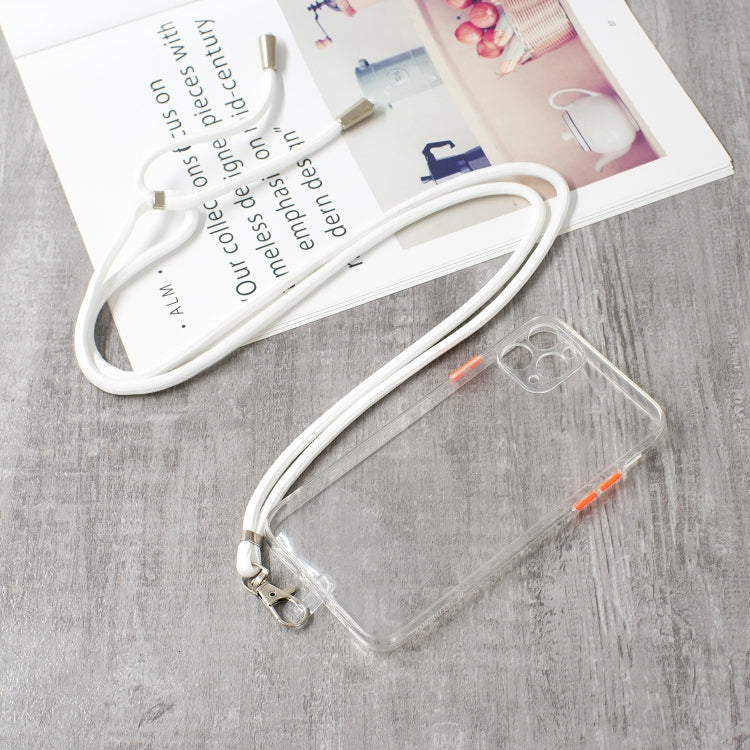 For iPhone 11 Pro Transparent PC+TPU Phone Case with Contrast Color Button & Neck Lanyard