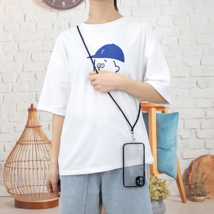 For iPhone 11 Transparent PC+TPU Phone Case with Contrast Color Button & Neck Lanyard