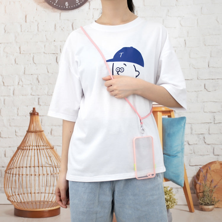 For iPhone SE 2022 / SE 2020 / 8 / 7 Transparent PC TPU Phone Case with Contrast Color Button & Neck Lanyard
