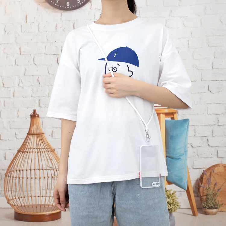 For iPhone SE 2022 / SE 2020 / 8 / 7 Transparent PC TPU Phone Case with Contrast Color Button & Neck Lanyard