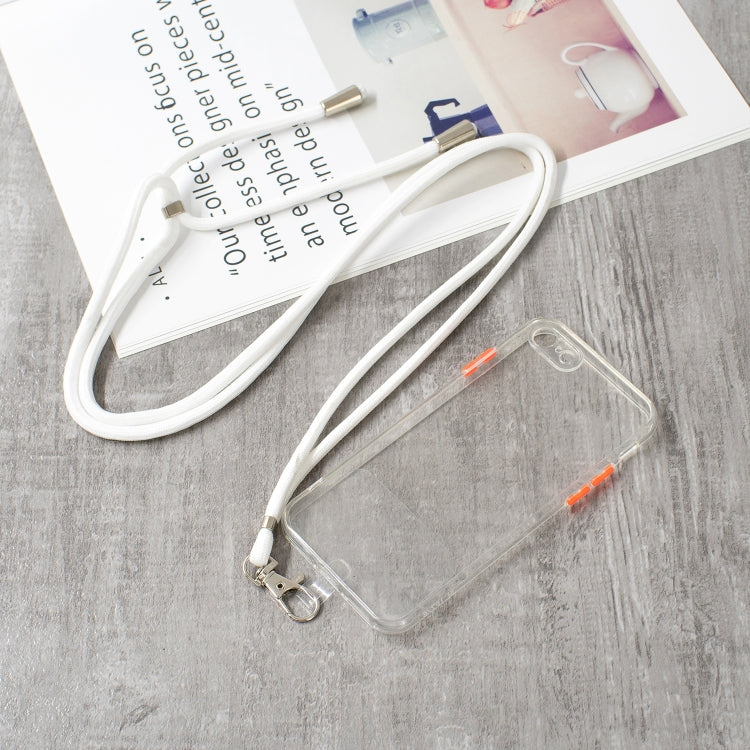 For iPhone SE 2022 / SE 2020 / 8 / 7 Transparent PC TPU Phone Case with Contrast Color Button & Neck Lanyard