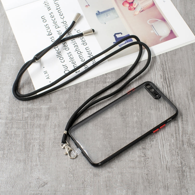 Transparent PC+TPU Phone Case with Contrast Color Button & Neck Lanyard For iPhone 7 Plus / 8 Plus