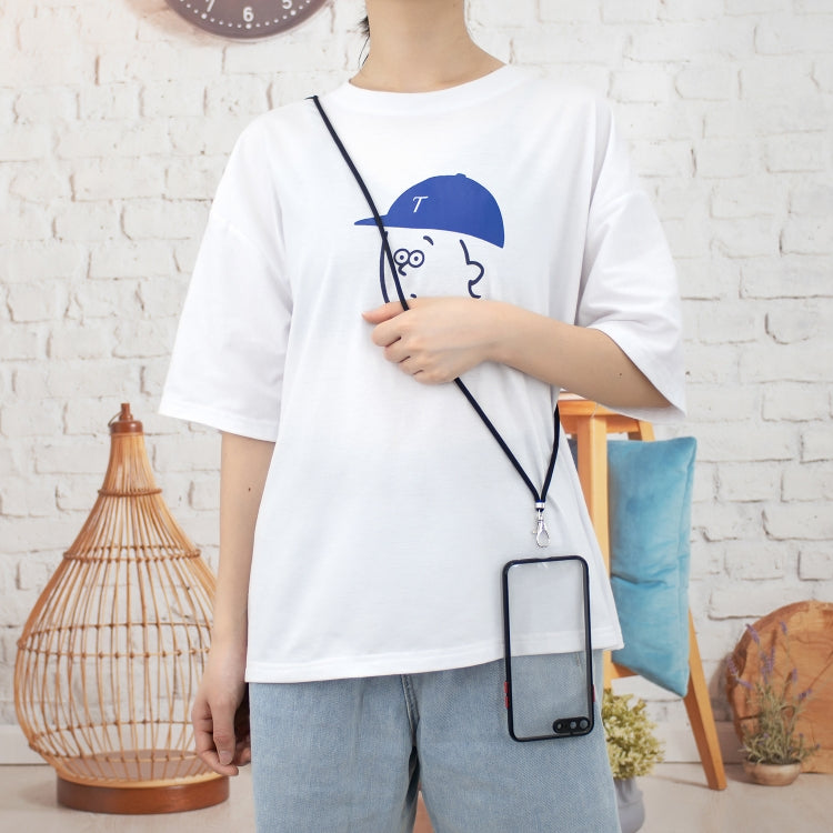 Transparent PC+TPU Phone Case with Contrast Color Button & Neck Lanyard For iPhone 7 Plus / 8 Plus