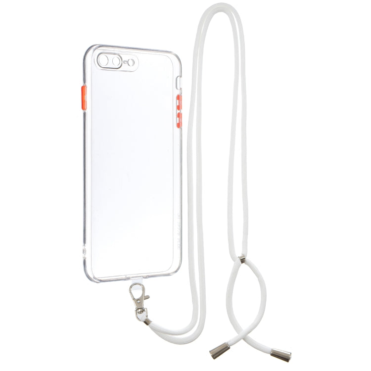 Transparent PC+TPU Phone Case with Contrast Color Button & Neck Lanyard For iPhone 7 Plus / 8 Plus