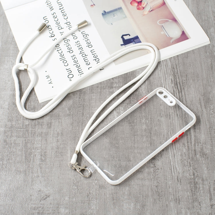 Transparent PC+TPU Phone Case with Contrast Color Button & Neck Lanyard For iPhone 7 Plus / 8 Plus