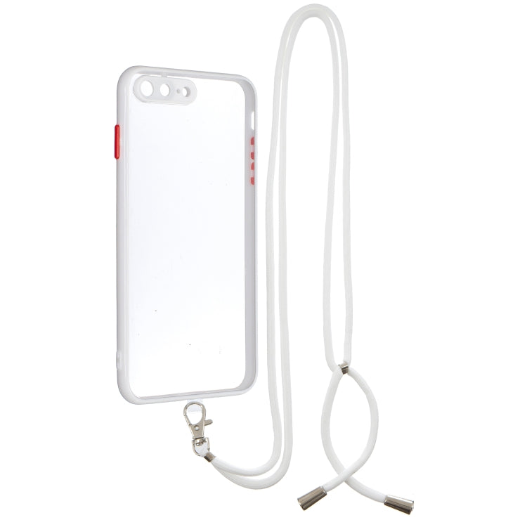 Transparent PC+TPU Phone Case with Contrast Color Button & Neck Lanyard For iPhone 7 Plus / 8 Plus