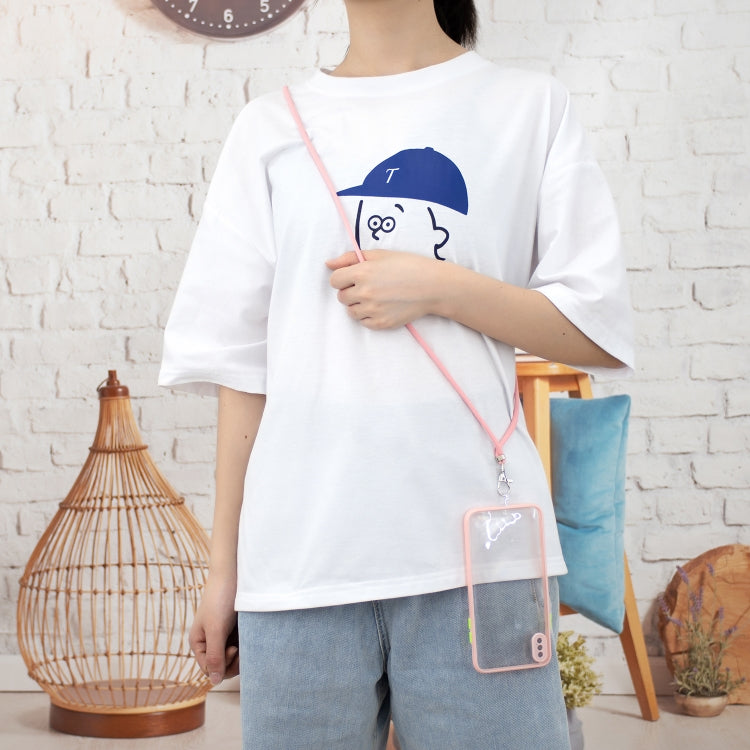 For iPhone XS Max Transparent PC+TPU Phone Case with Contrast Color Button & Neck Lanyard