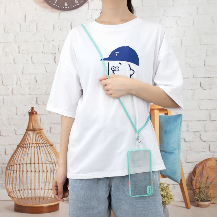 For iPhone XS Max Transparent PC+TPU Phone Case with Contrast Color Button & Neck Lanyard