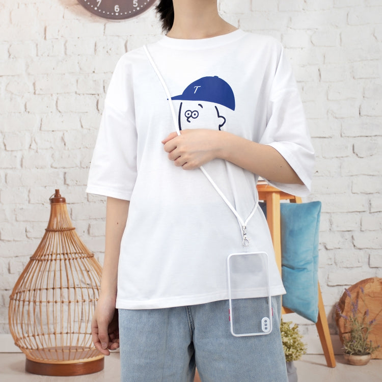 For iPhone XS Max Transparent PC+TPU Phone Case with Contrast Color Button & Neck Lanyard
