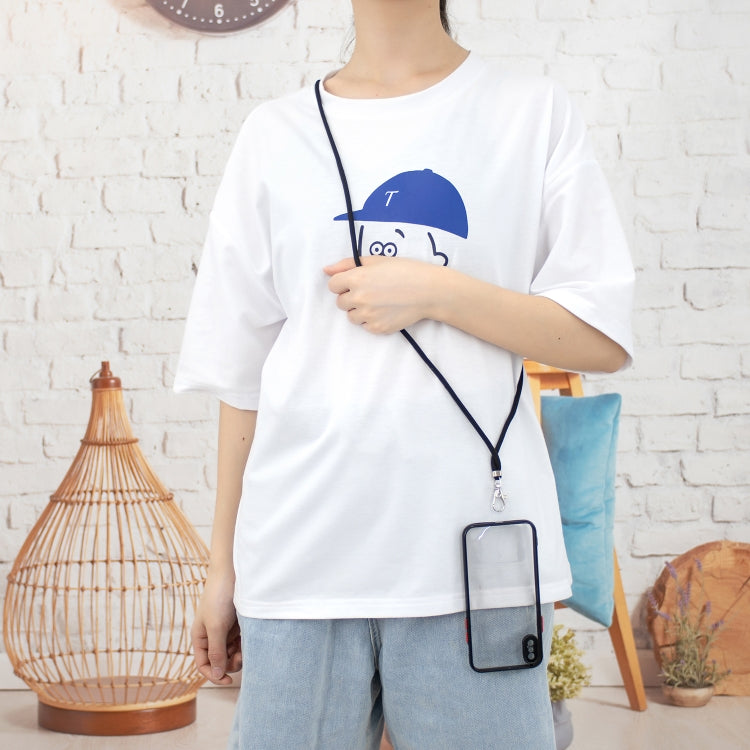 For iPhone X / XS Transparent PC+TPU Phone Case with Contrast Color Button & Neck Lanyard