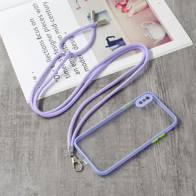 For iPhone X / XS Transparent PC+TPU Phone Case with Contrast Color Button & Neck Lanyard