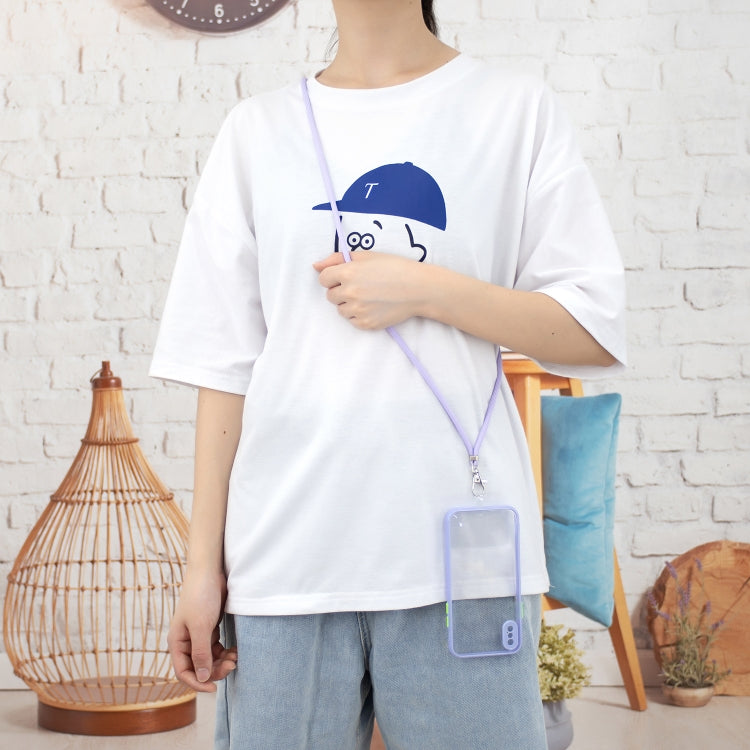 For iPhone X / XS Transparent PC+TPU Phone Case with Contrast Color Button & Neck Lanyard