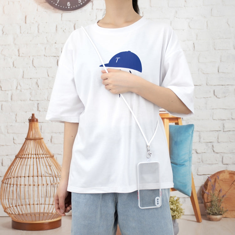 For iPhone X / XS Transparent PC+TPU Phone Case with Contrast Color Button & Neck Lanyard
