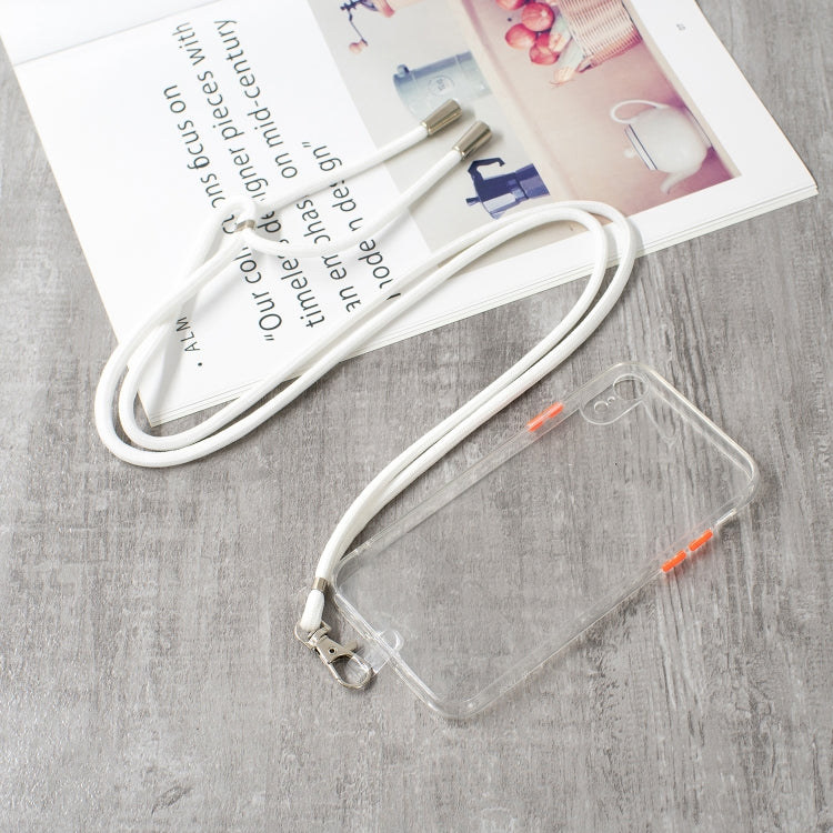 For iPhone XR Transparent PC+TPU Phone Case with Contrast Color Button & Neck Lanyard