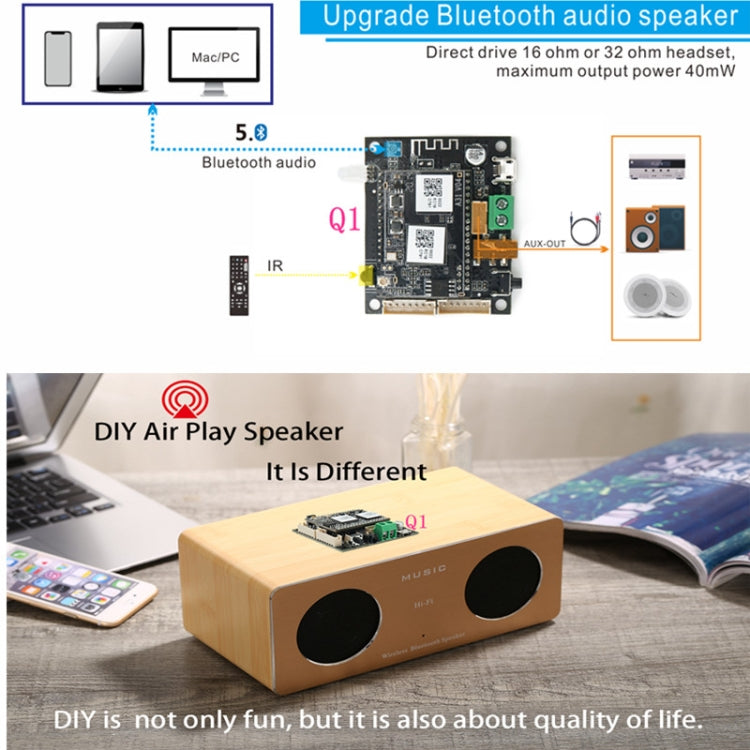 Q1 WiFi Wireless Music Box Bluetooth 5.0 2-in-1 Wireless Network Audio Receiver Bluetooth Module