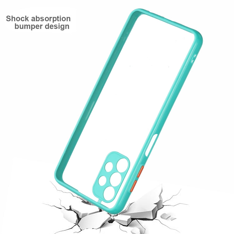 For Samsung Galaxy A32 4G Transparent PC+TPU Phone Case with Contrast Color Button