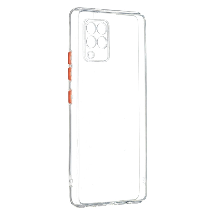 For Samsung Galaxy A42 5G Transparent PC+TPU Phone Case with Contrast Color Button